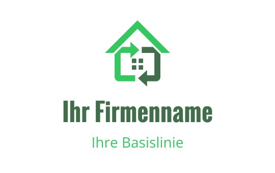 Modernes grünes Hauslogo-Design mit Pfeilen und einem Gittermuster