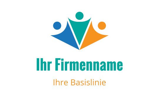 Buntes Logo-Design mit drei abstrakten Figuren und einer dreieckigen Form