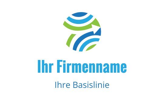 Modernes kreisförmiges Logo-Design mit blauen und grünen geschwungenen Linien und einem Pfeil